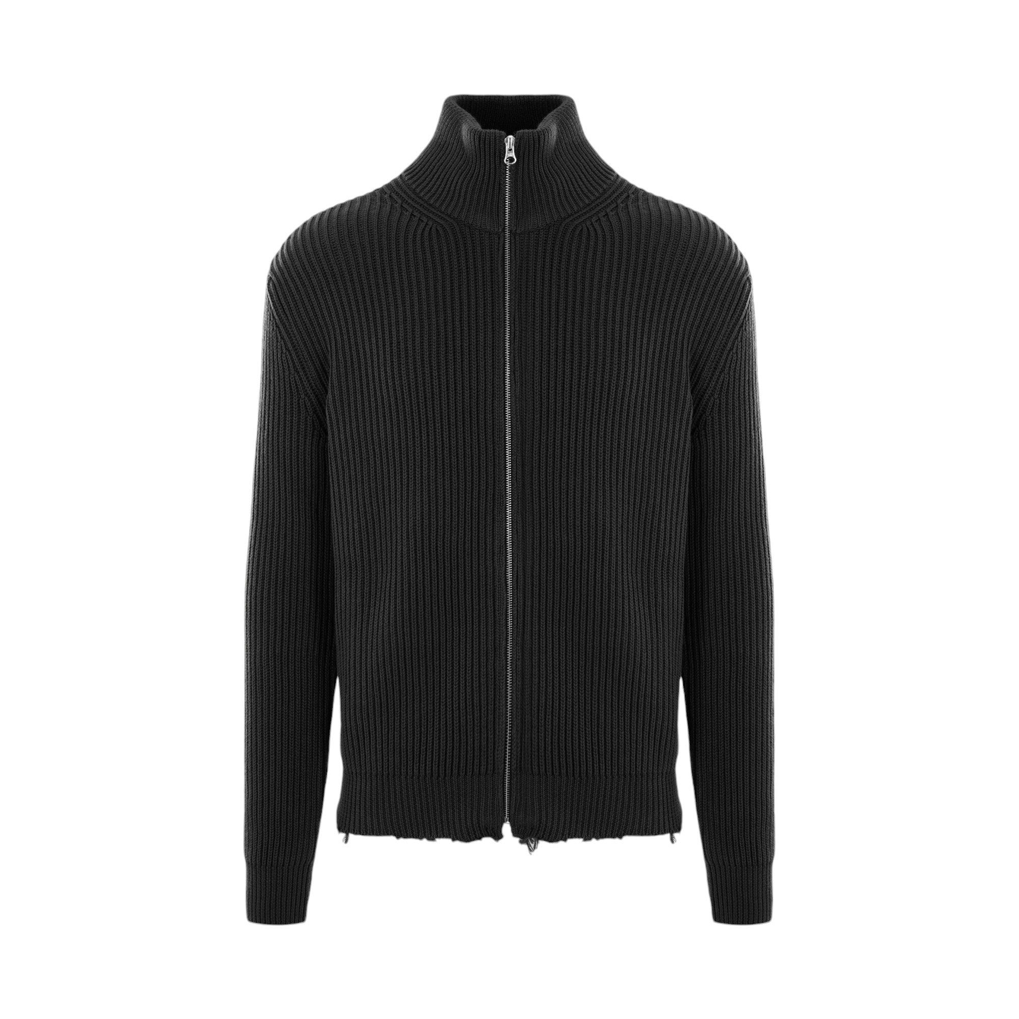 Ribbed Cotton Full-zip Cardigan-MM6 MAISON MARGIELA-JOHN JULIA