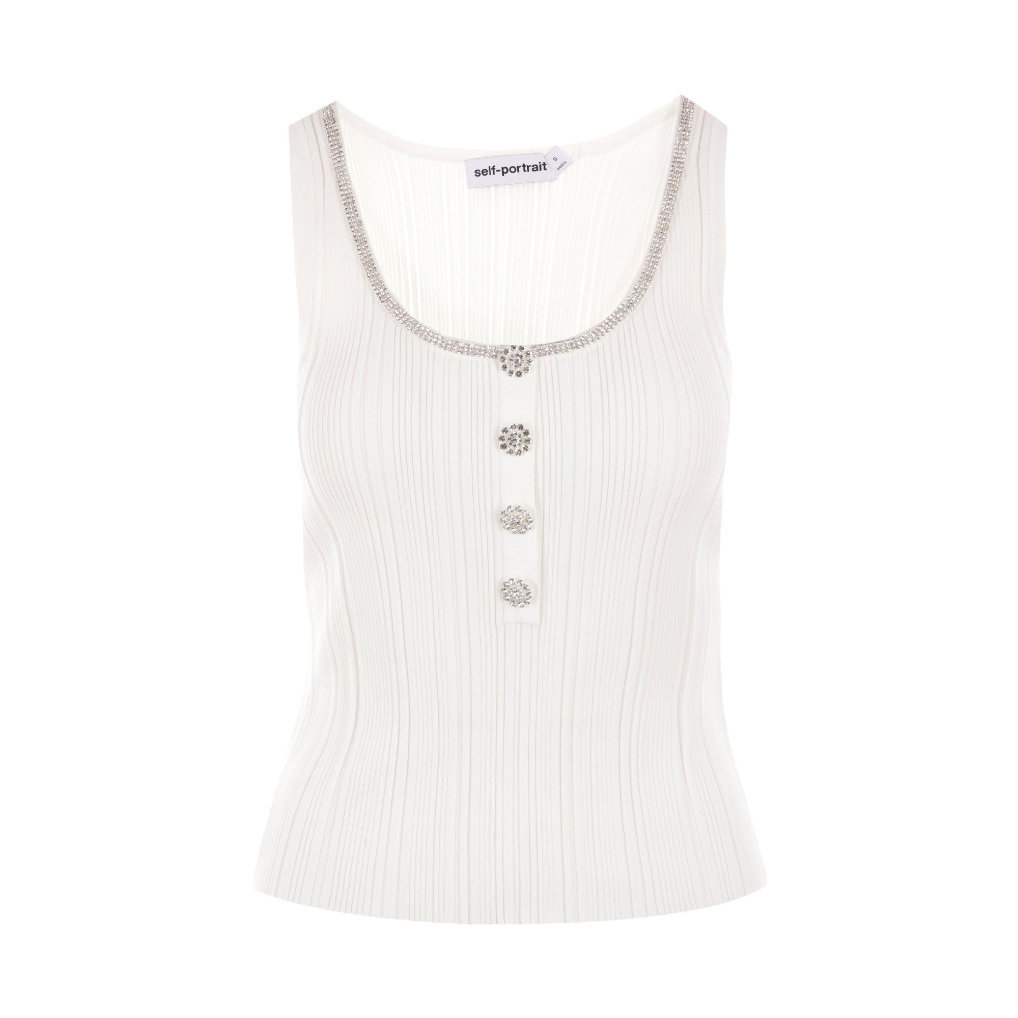 Ribbed Knit Sleeveless Top-SELF-PORTRAIT-JOHN JULIA