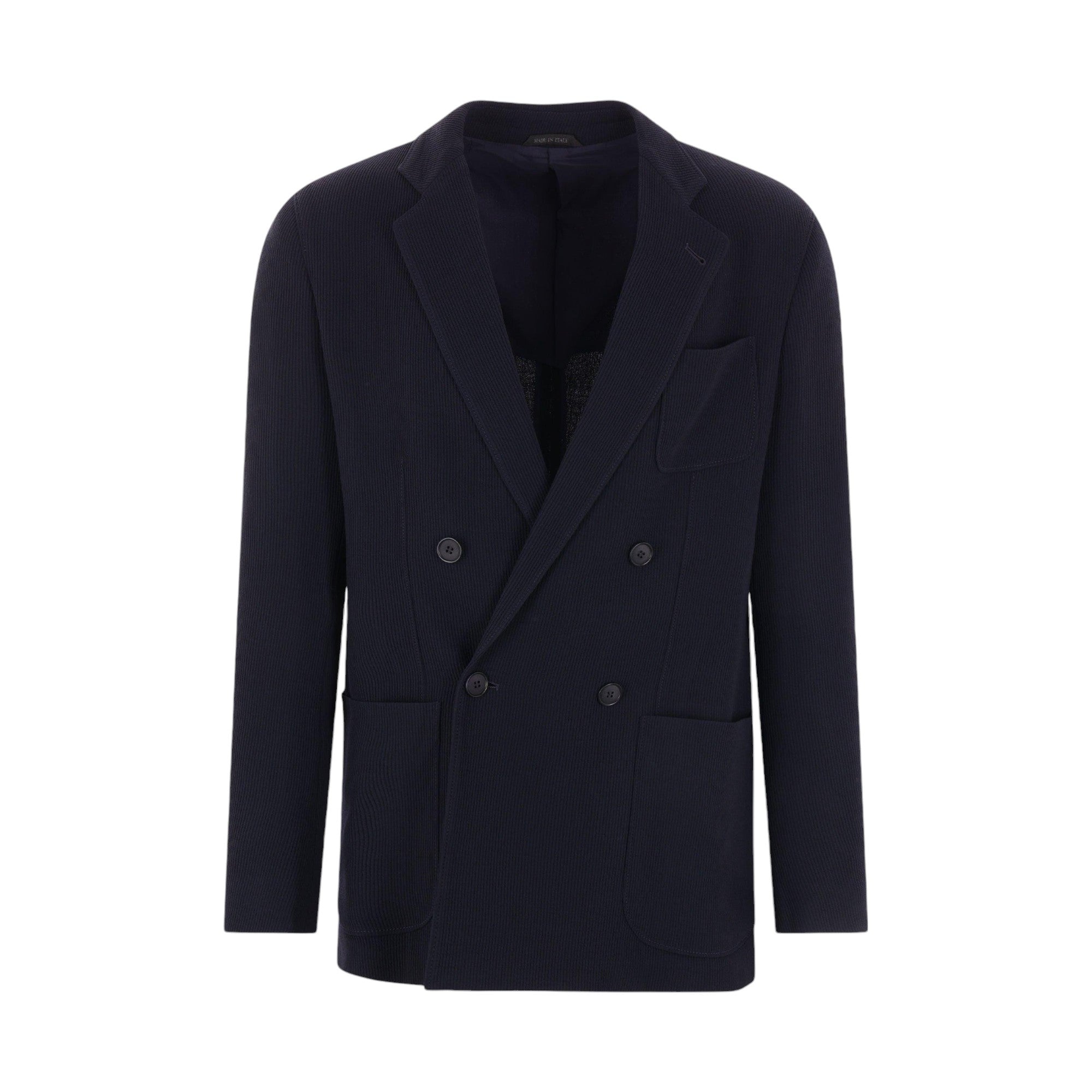 Ribbed Technical Wool Jacket-GIORGIO ARMANI-JOHN JULIA