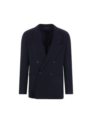 Ribbed Technical Wool Jacket-GIORGIO ARMANI-JOHN JULIA