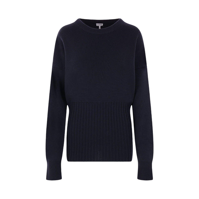 Ribbed Wool Crewneck Sweater-LOEWE-JOHN JULIA