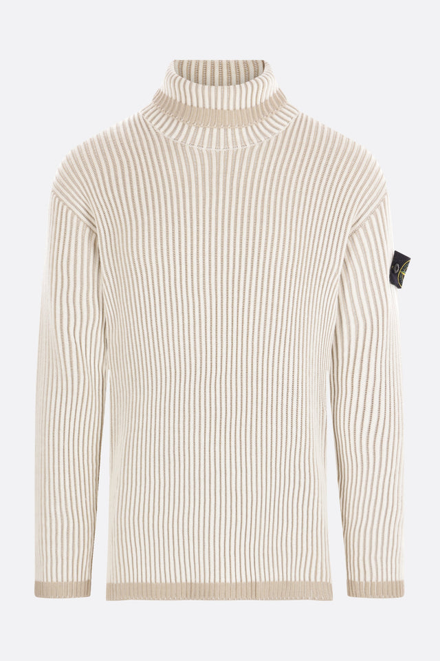 Ribbed Wool Turtleneck-STONE ISLAND-JOHN JULIA