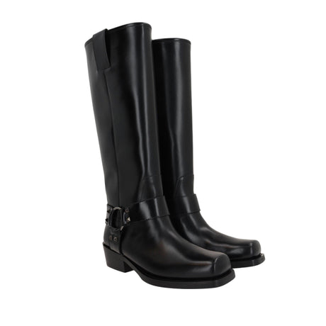 Rockstud Biker Boots In Brushed Leather-VALENTINO GARAVANI-JOHN JULIA