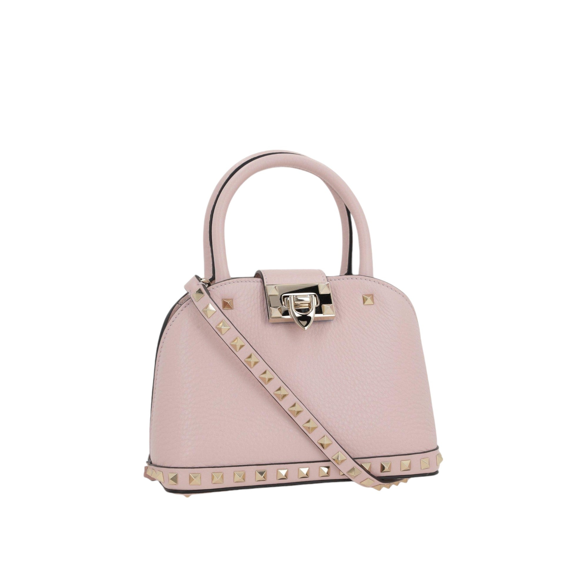 Rockstud Double Handbag In Grainy Leather-VALENTINO GARAVANI-JOHN JULIA