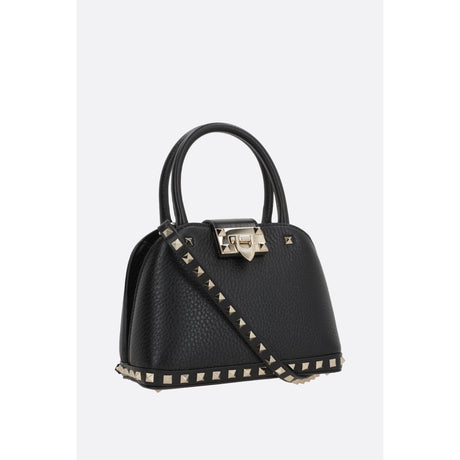 Rockstud Double Handbag In Grainy Leather-VALENTINO GARAVANI-JOHN JULIA