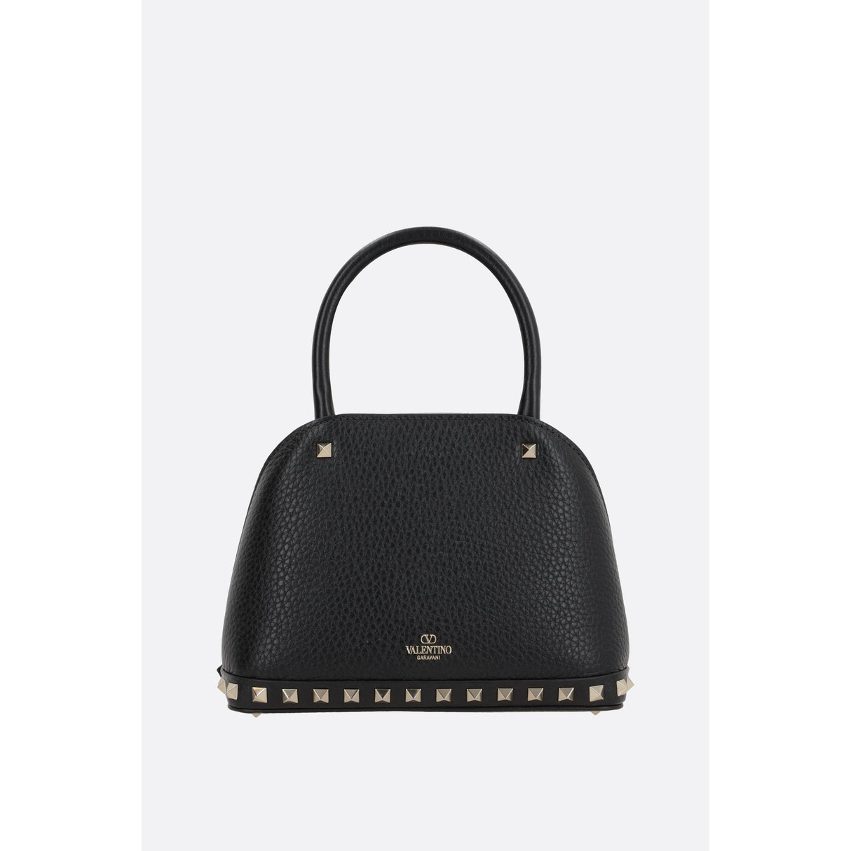 Rockstud Double Handbag In Grainy Leather-VALENTINO GARAVANI-JOHN JULIA