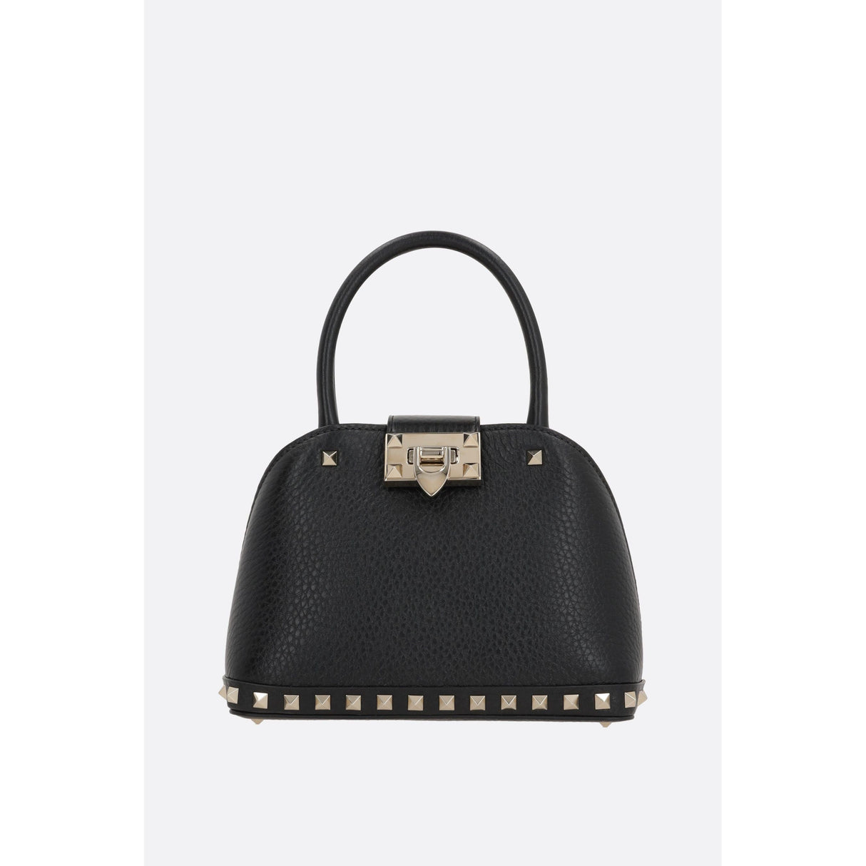 Rockstud Double Handbag In Grainy Leather-VALENTINO GARAVANI-JOHN JULIA