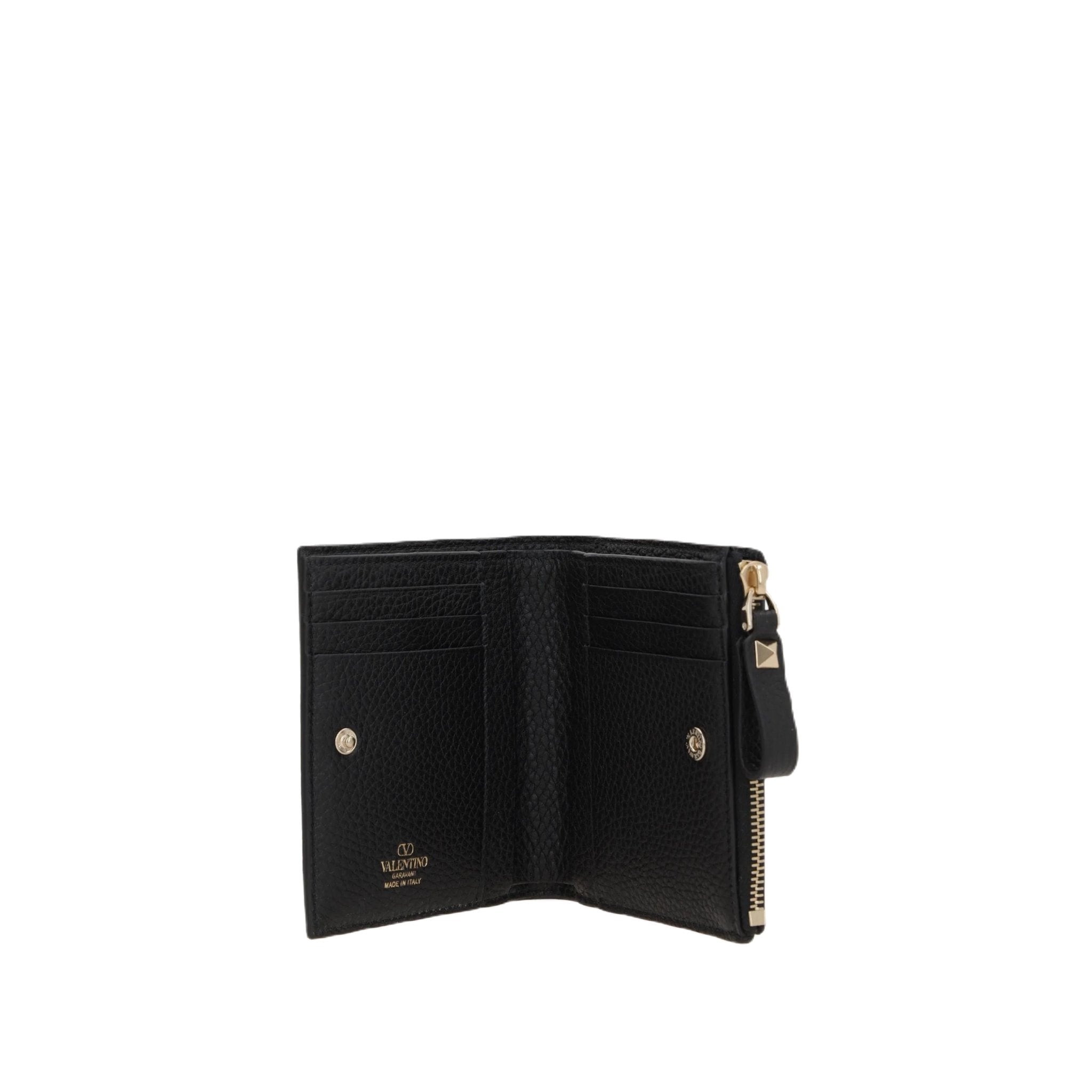 Rockstud Grainy Leather Compact Wallet-VALENTINO GARAVANI-JOHN JULIA