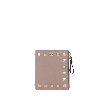 Rockstud Grainy Leather Compact Wallet-VALENTINO GARAVANI-JOHN JULIA