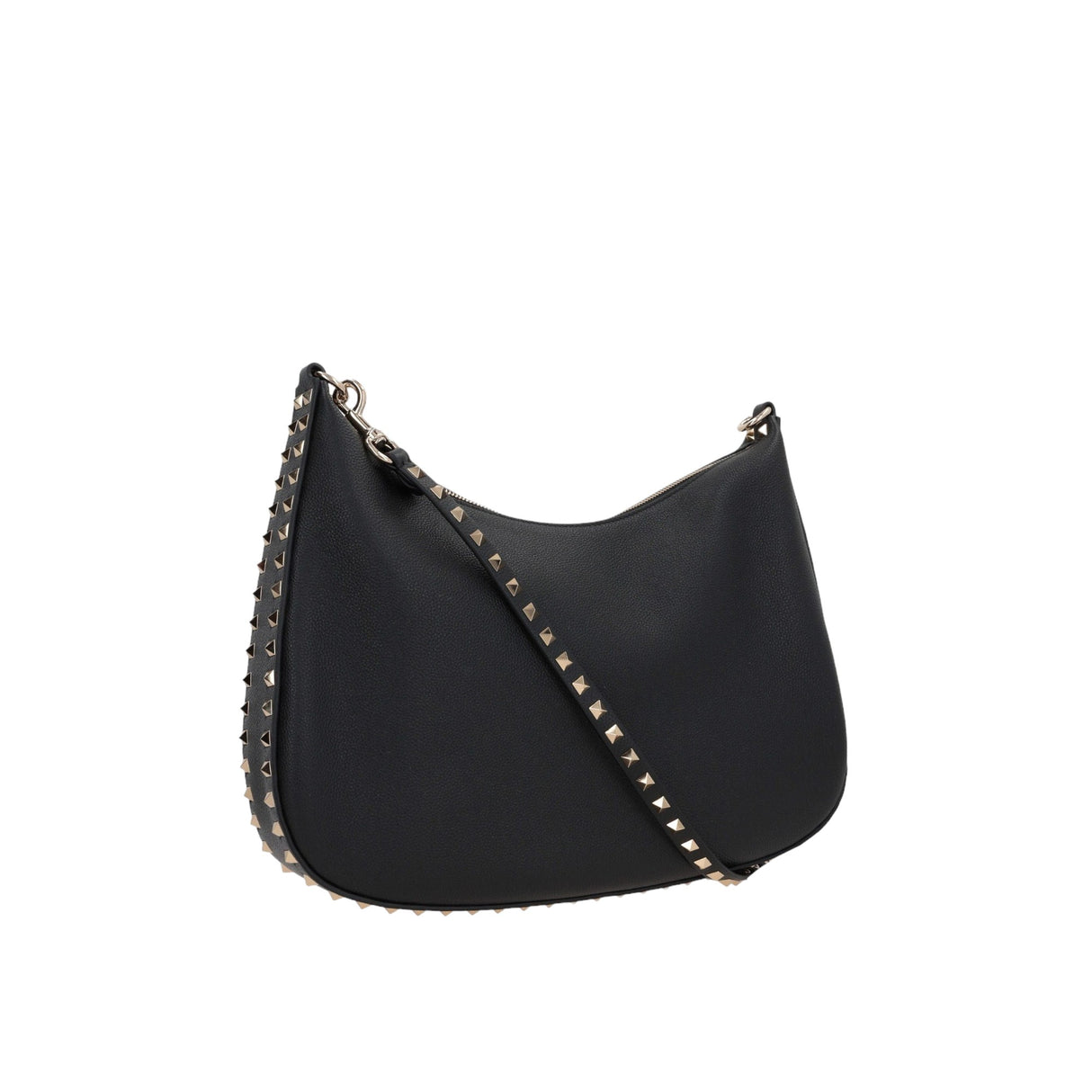 Rockstud Grainy Leather Hobo Bag-VALENTINO GARAVANI-JOHN JULIA