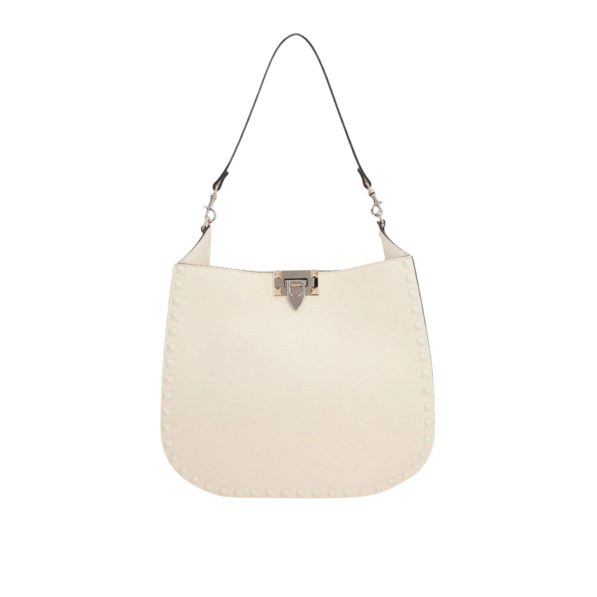 Rockstud Grainy Leather Hobo Bag-VALENTINO GARAVANI-JOHN JULIA