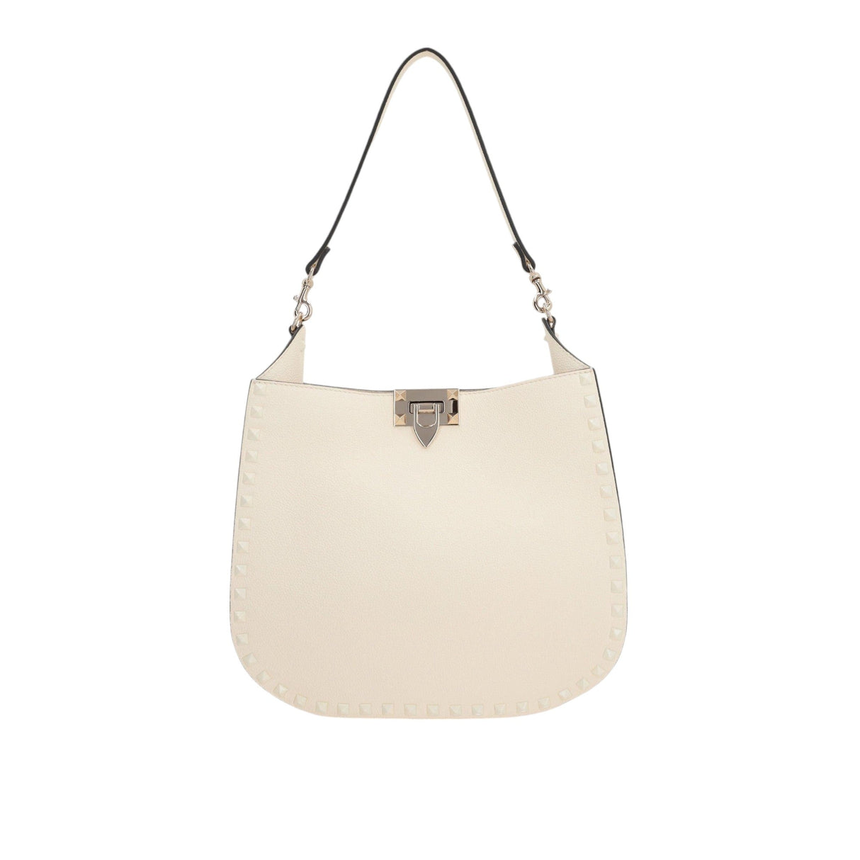 Rockstud Grainy Leather Hobo Bag-VALENTINO GARAVANI-JOHN JULIA