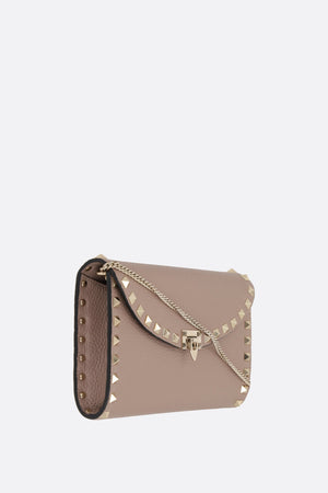 Rockstud Grainy Leather Wallet On Chain-VALENTINO GARAVANI-JOHN JULIA