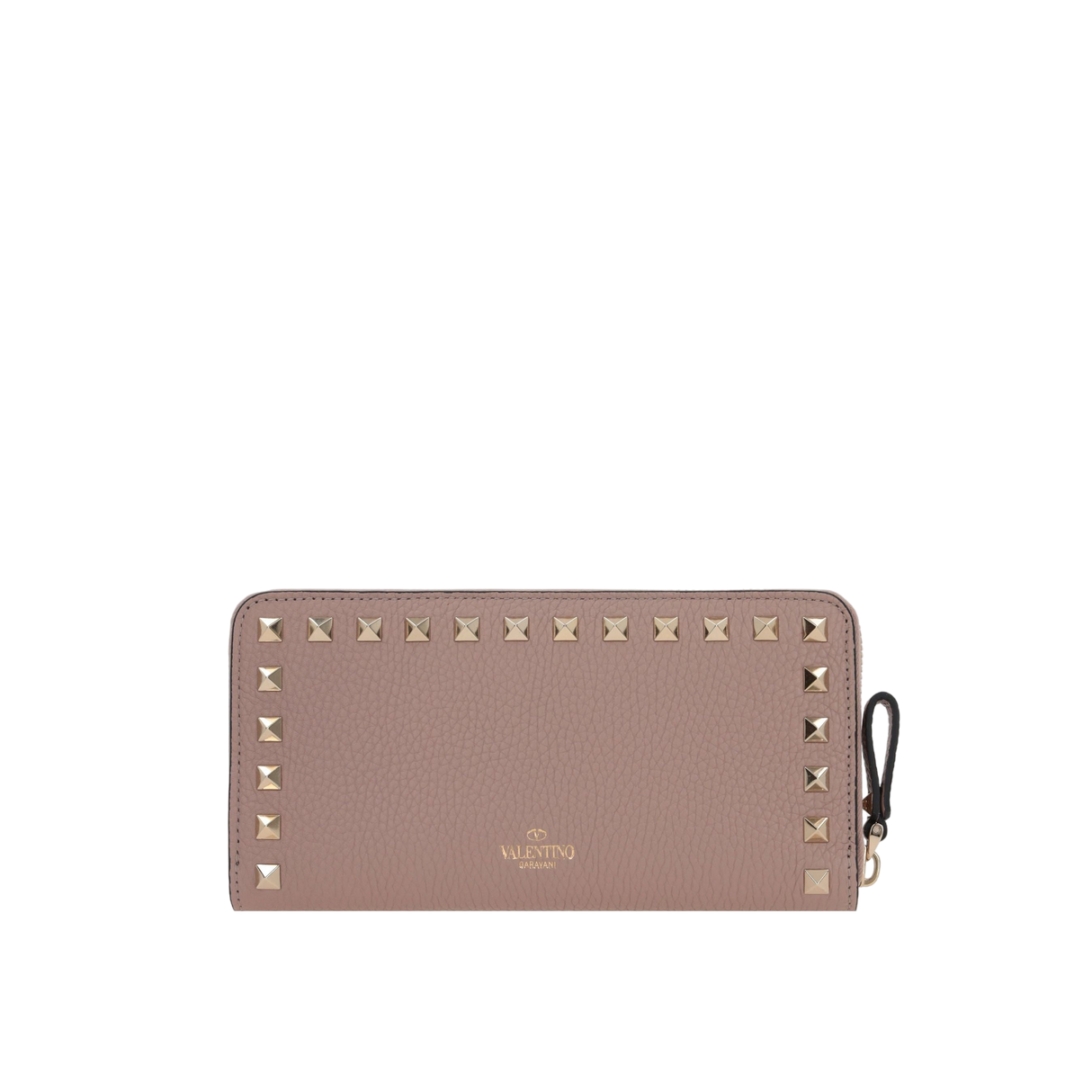 Rockstud Grainy Leather Zip-Around Wallet-VALENTINO GARAVANI-JOHN JULIA