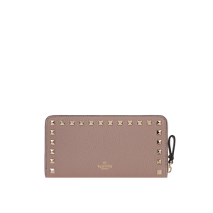 Rockstud Grainy Leather Zip-Around Wallet-VALENTINO GARAVANI-JOHN JULIA