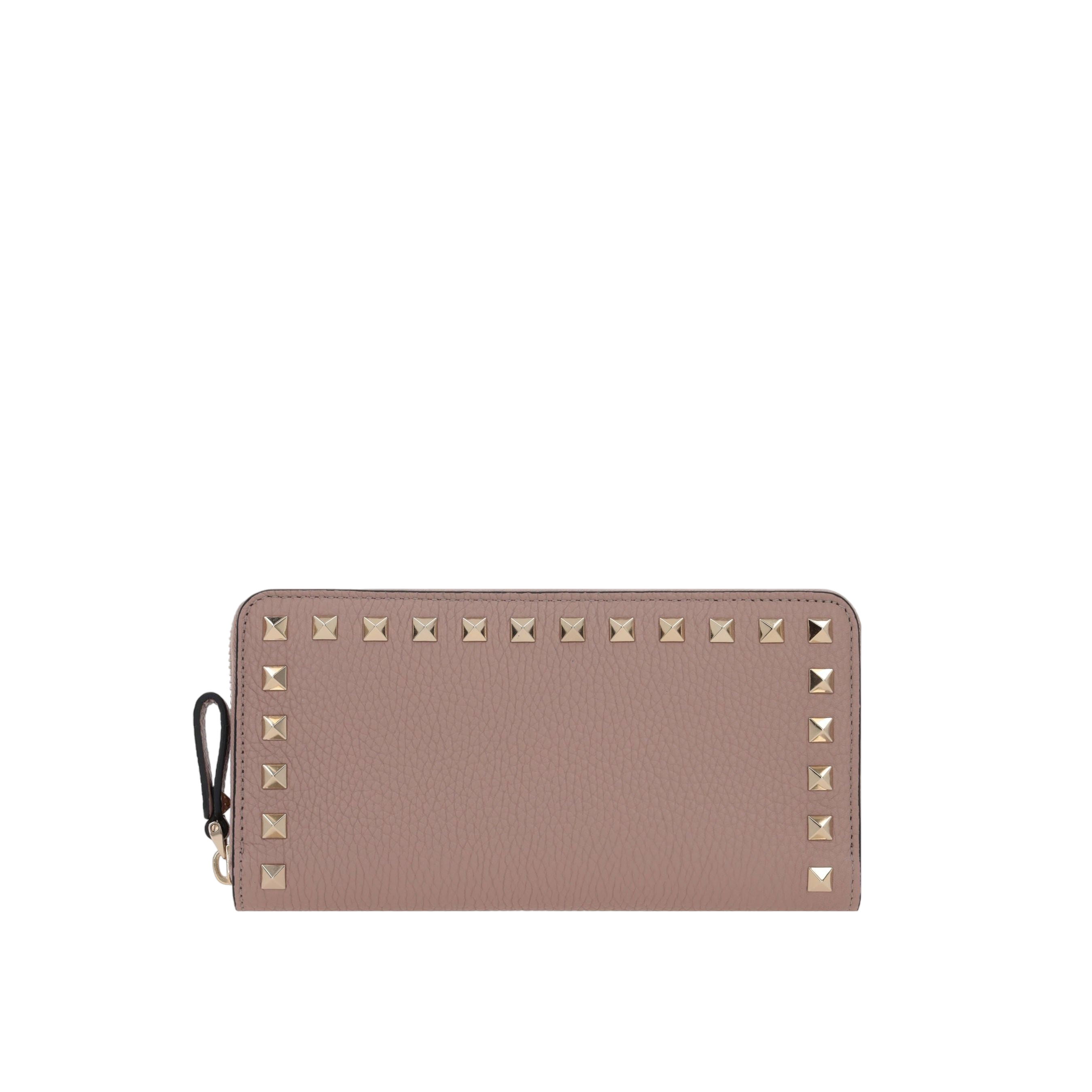 Rockstud Grainy Leather Zip-Around Wallet-VALENTINO GARAVANI-JOHN JULIA