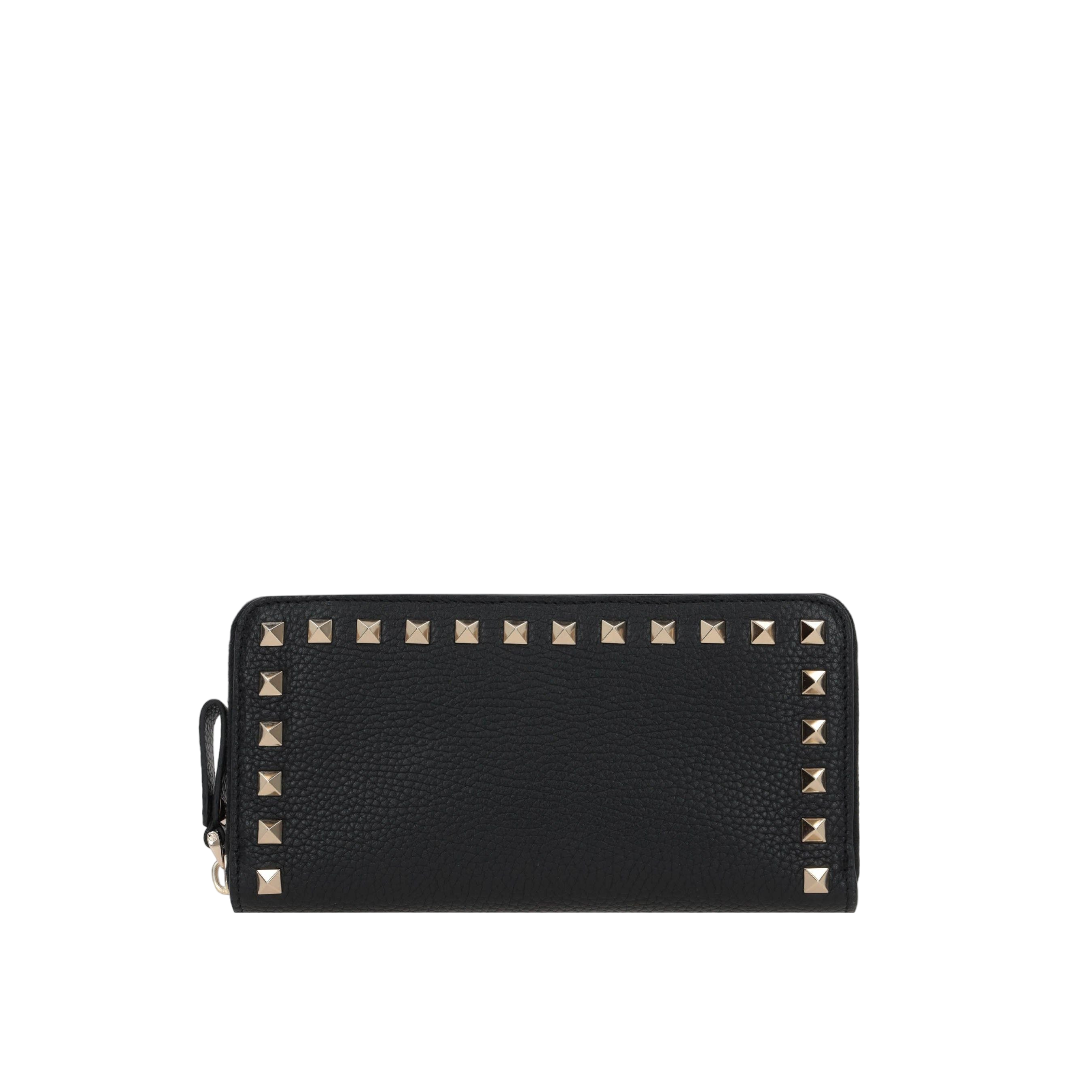 Rockstud Grainy Leather Zip-Around Wallet-VALENTINO GARAVANI-JOHN JULIA