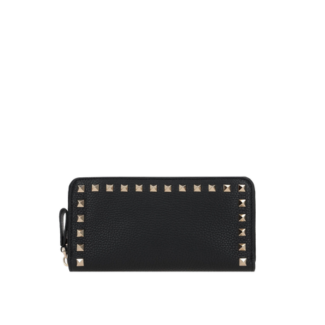 Rockstud Grainy Leather Zip-Around Wallet-VALENTINO GARAVANI-JOHN JULIA