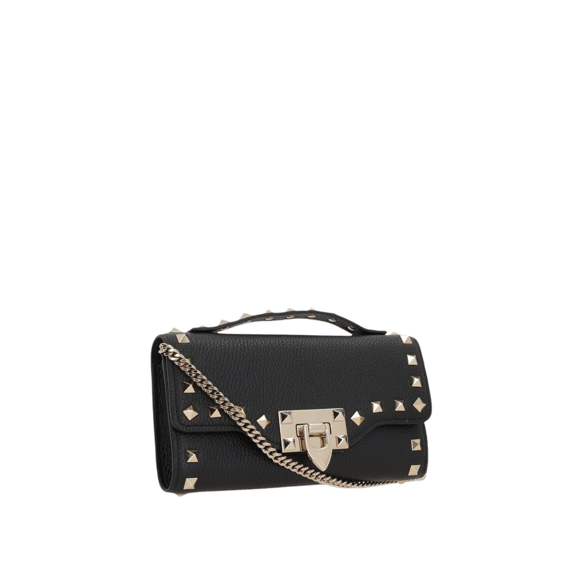 Rockstud Leather Wallet On Chain-VALENTINO GARAVANI-JOHN JULIA