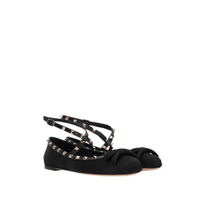 Rockstud Satin Ballerinas-VALENTINO GARAVANI-JOHN JULIA