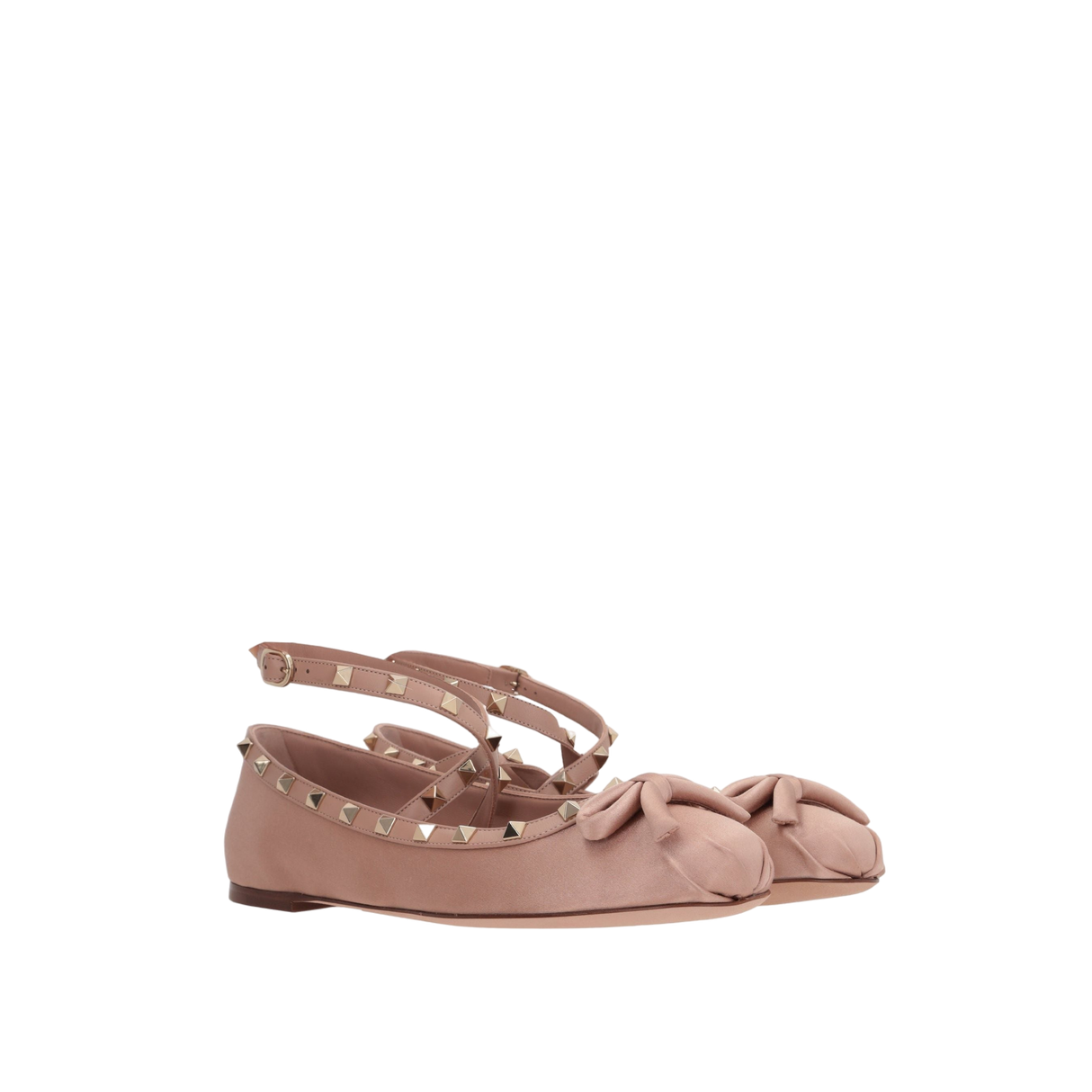 Rockstud Satin Ballerinas-VALENTINO GARAVANI-JOHN JULIA