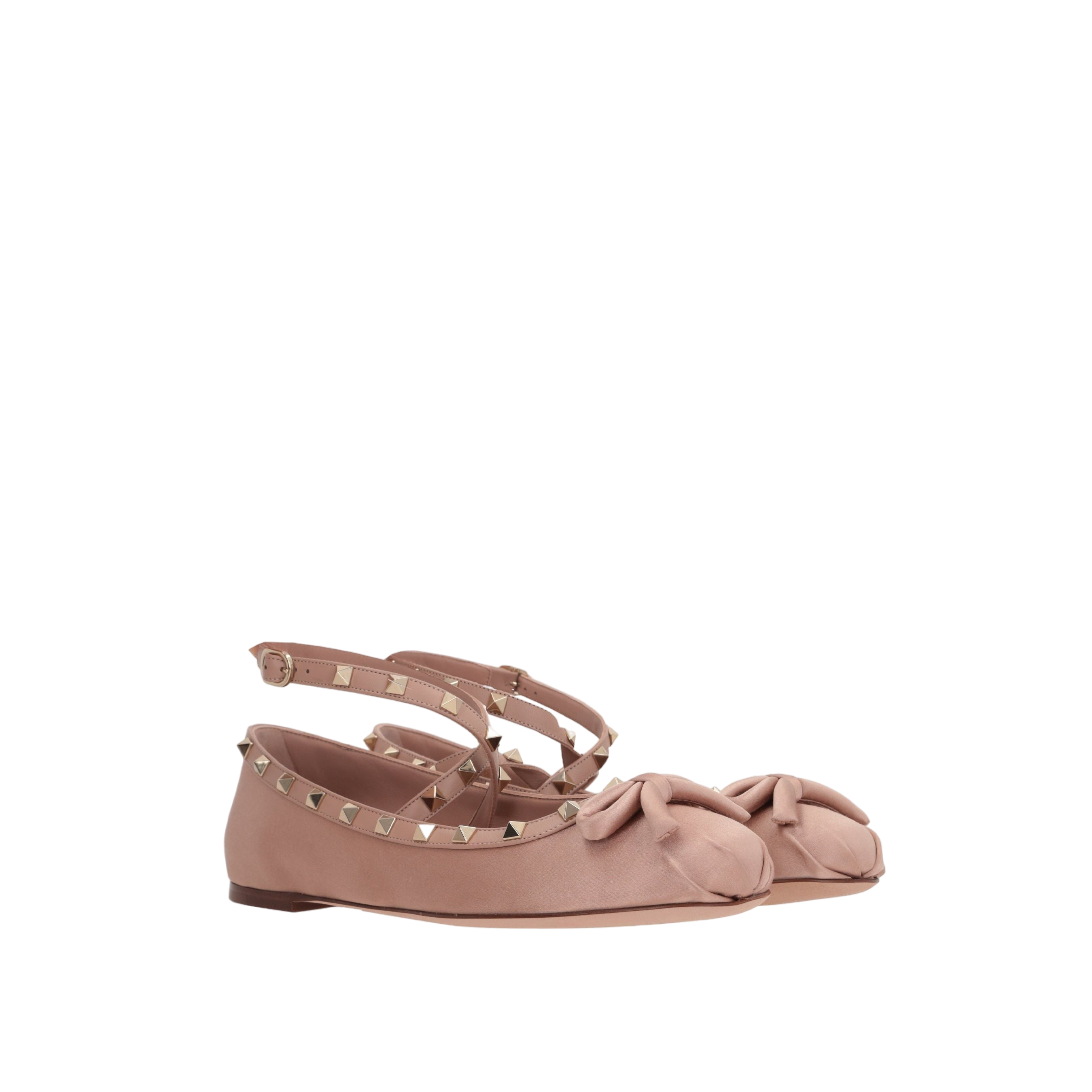 Rockstud Satin Ballerinas-VALENTINO GARAVANI-JOHN JULIA