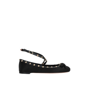 Rockstud Satin Ballerinas-VALENTINO GARAVANI-JOHN JULIA