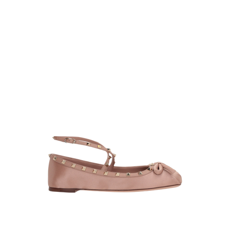 Rockstud Satin Ballerinas-VALENTINO GARAVANI-JOHN JULIA