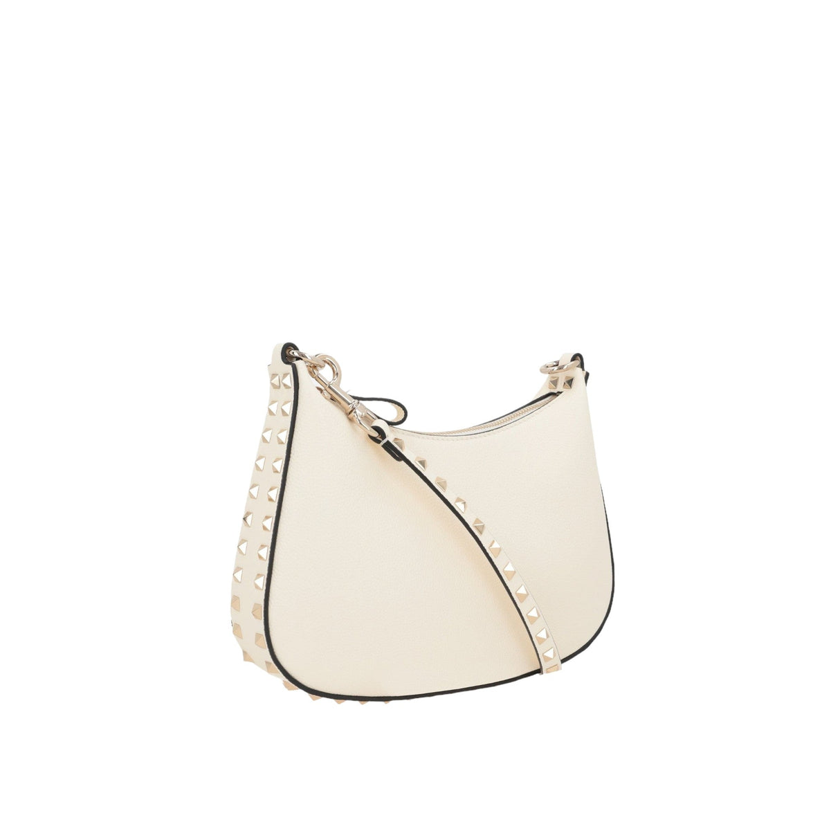 Rockstud Small Grainy Leather Hobo Bag-VALENTINO GARAVANI-JOHN JULIA