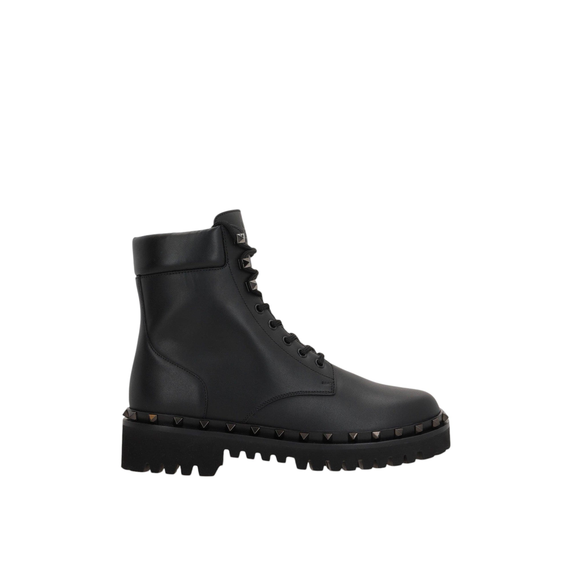 Rockstud Smooth Leather Combat Boots-VALENTINO GARAVANI-JOHN JULIA