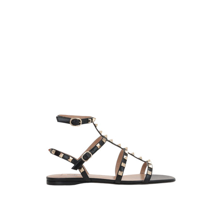 Rockstud Smooth Leather Flat Sandals-VALENTINO GARAVANI-JOHN JULIA