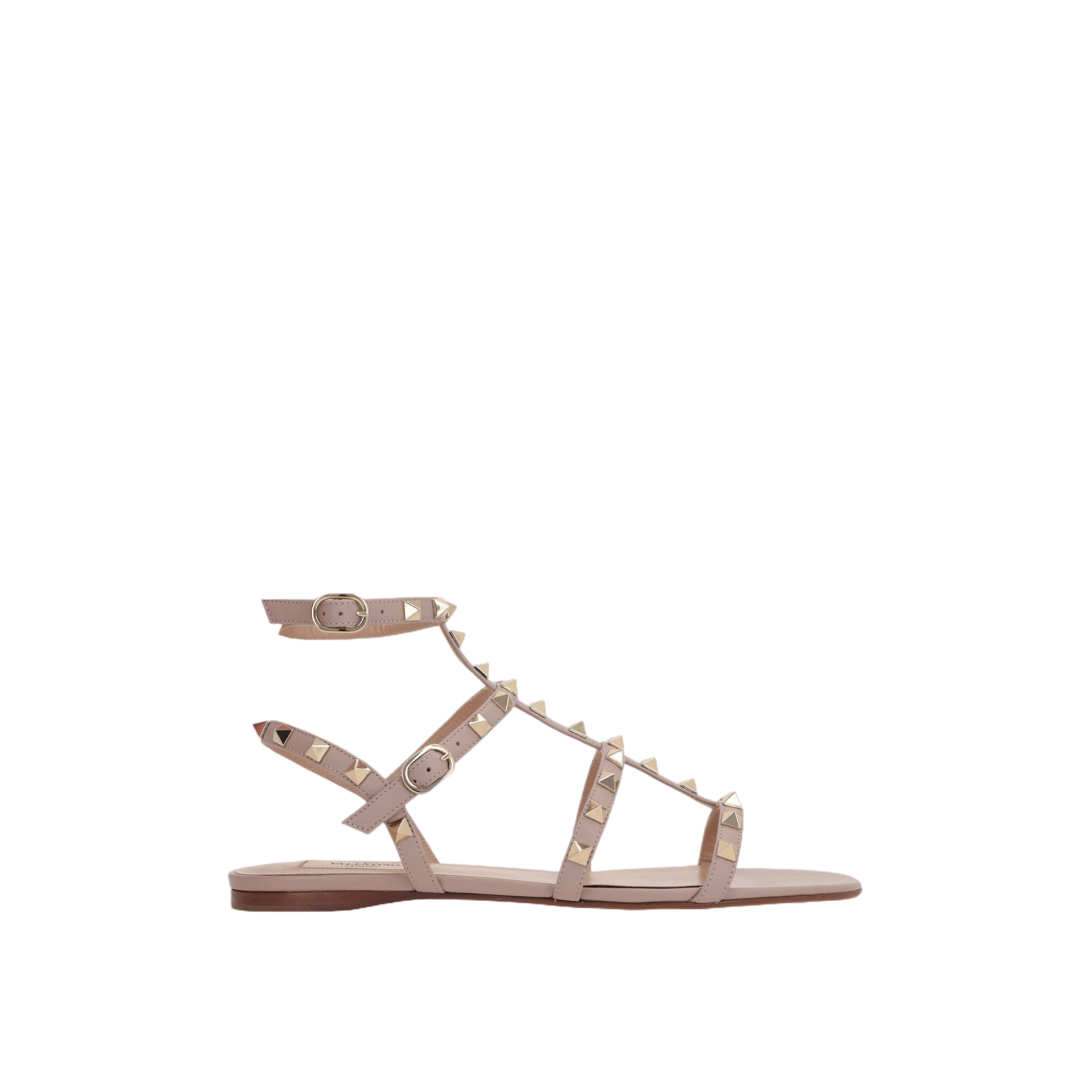 Rockstud Smooth Leather Flat Sandals-VALENTINO GARAVANI-JOHN JULIA