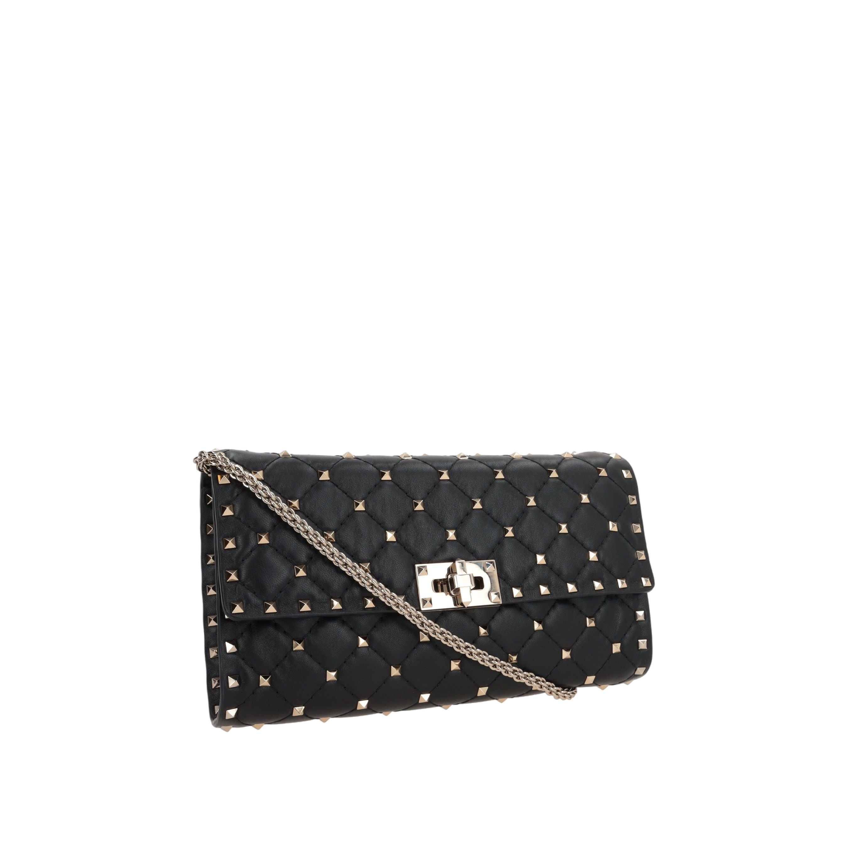 Rockstud Spike Quilted Nappa Chain Clutch-VALENTINO GARAVANI-JOHN JULIA