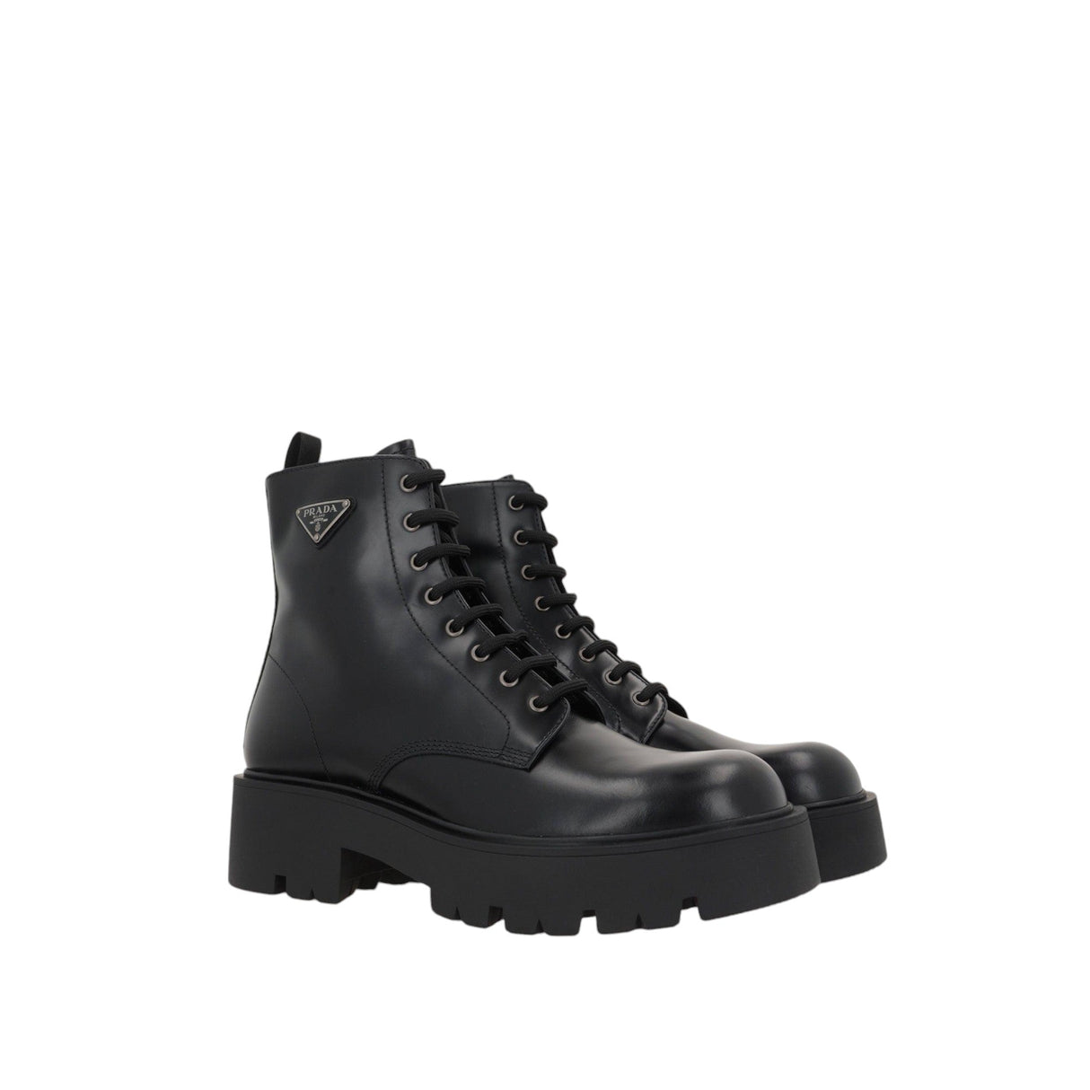 Rois Brushed Leather Combat Boots-PRADA-JOHN JULIA