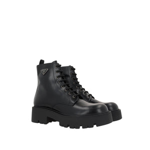 Rois Brushed Leather Combat Boots-PRADA-JOHN JULIA