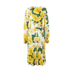 Roses Printed Viscose Dress-DOLCE & GABBANA-JOHN JULIA