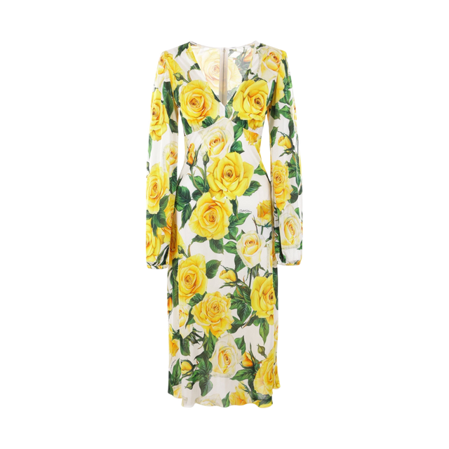 Roses Printed Viscose Dress-DOLCE & GABBANA-JOHN JULIA