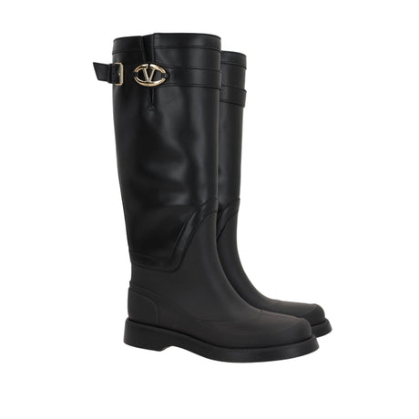 Rubber and Leather Rain Boots-VALENTINO GARAVANI-JOHN JULIA