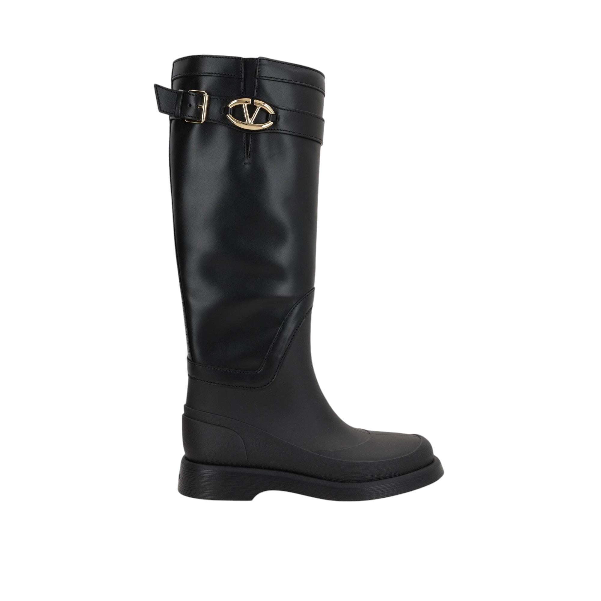 Rubber and Leather Rain Boots-VALENTINO GARAVANI-JOHN JULIA