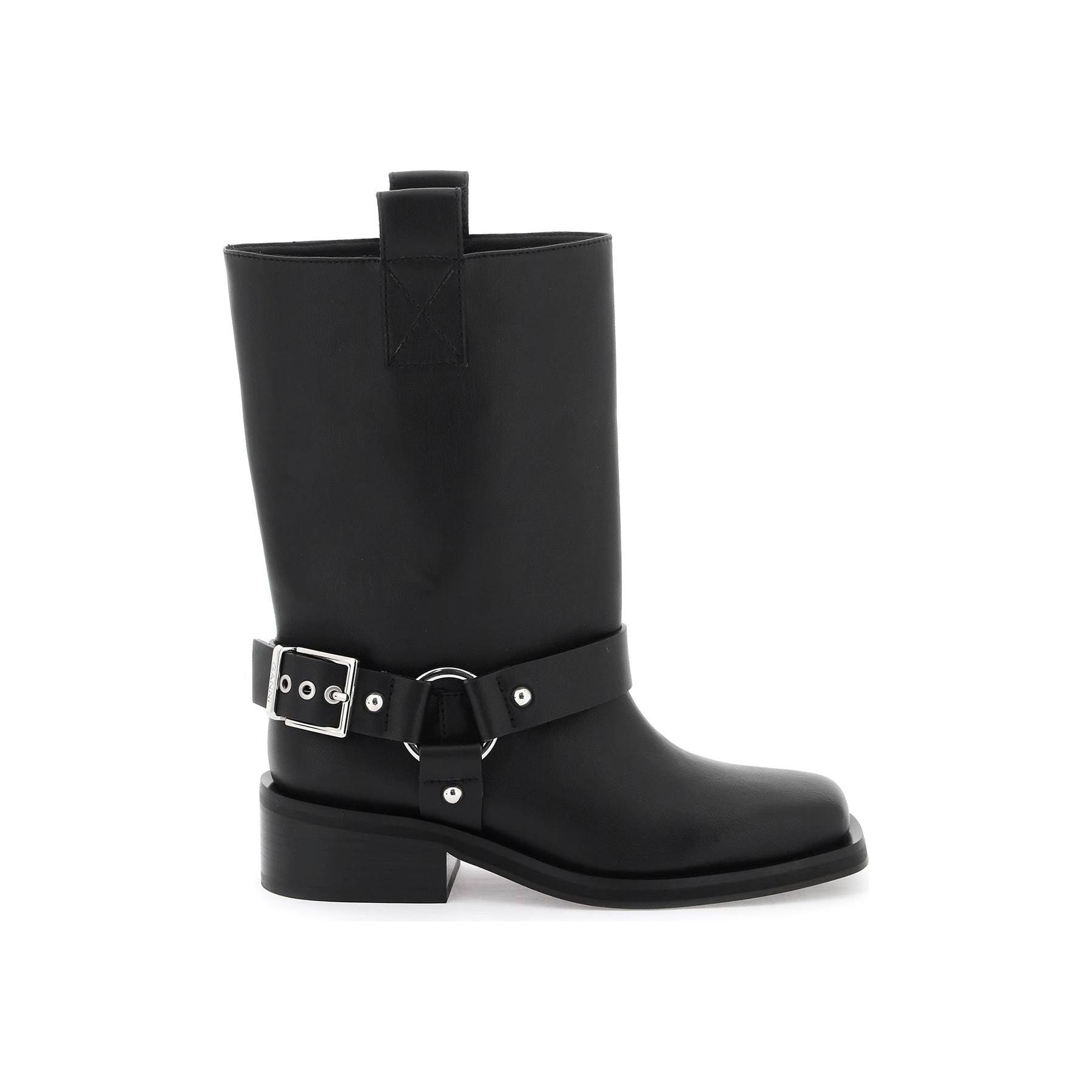 Recycled Leather Mid Shaft Biker Boots