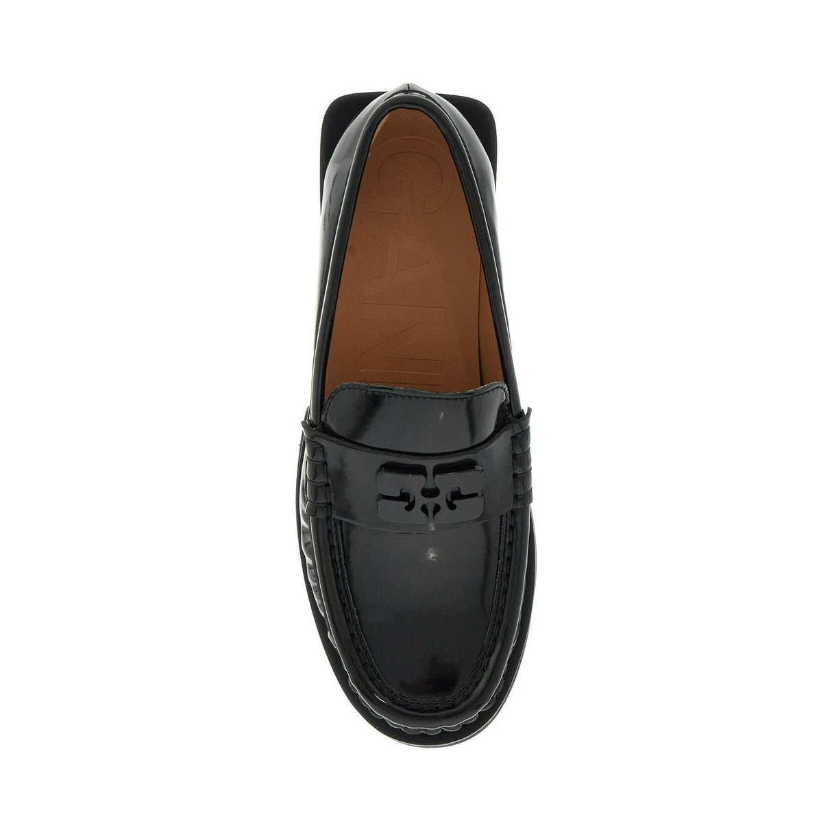 Recycled Leather Butterfly Logo Loafers.