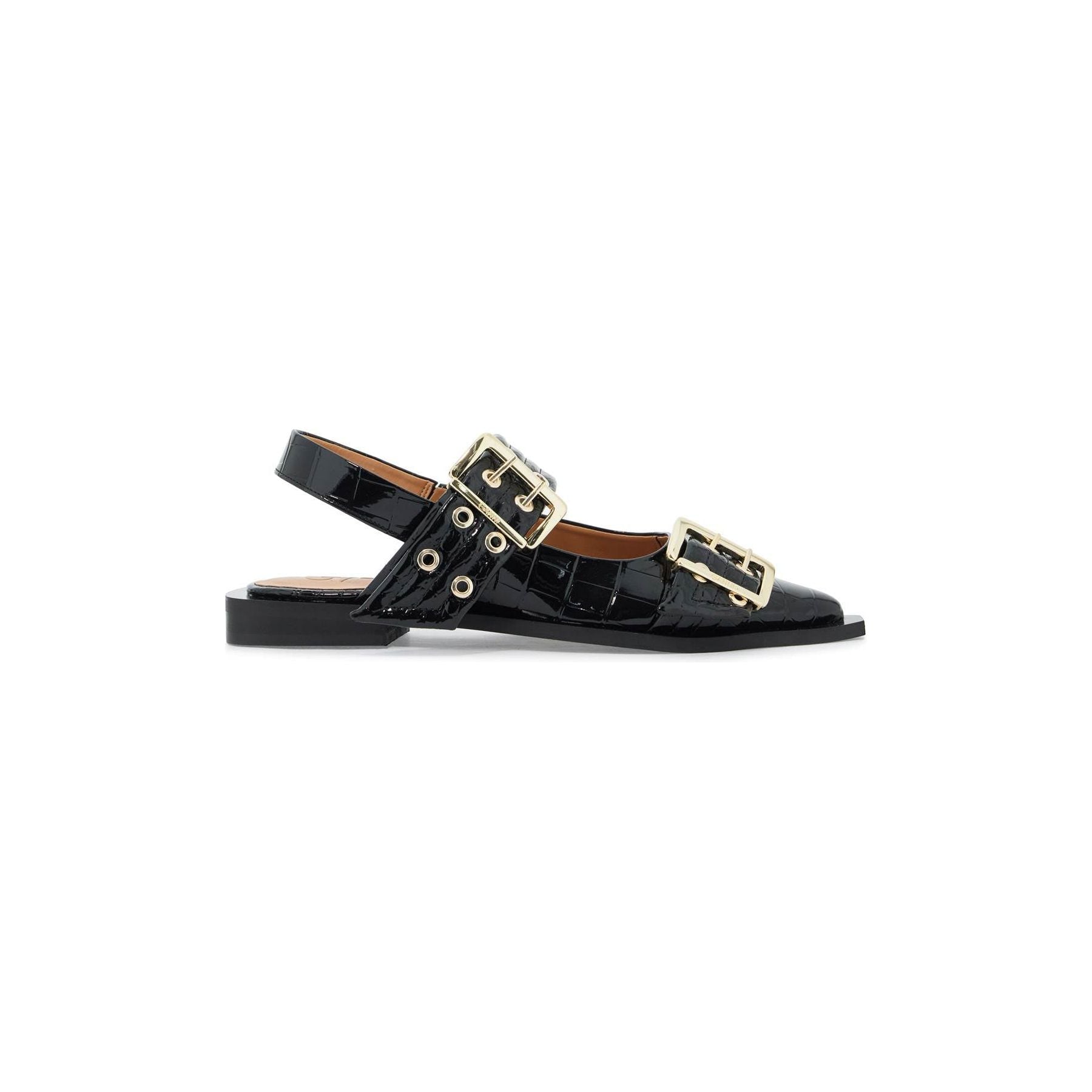 Croc-Effect Slingback Flats