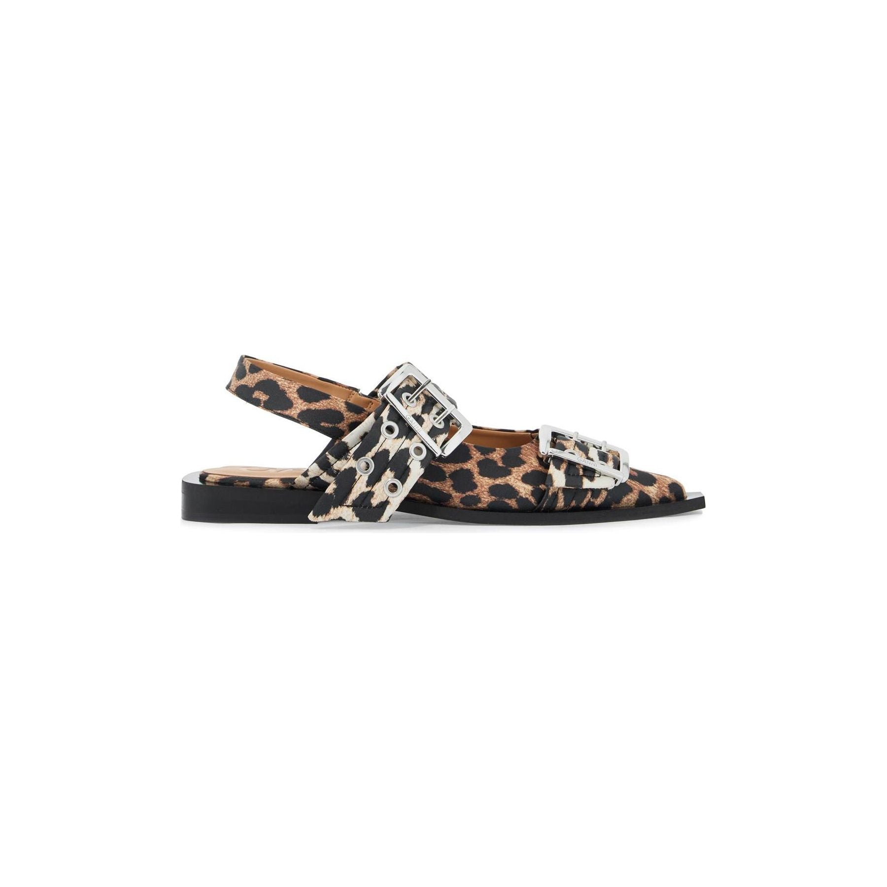 Leopard Satin Feminine Buckle Ballerinas