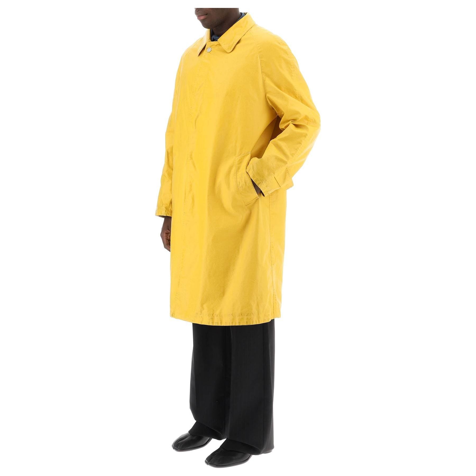 Worn-Out Coated Cotton Trench Coat