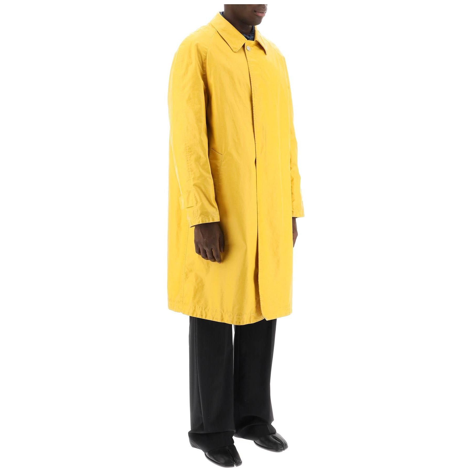 Worn-Out Coated Cotton Trench Coat