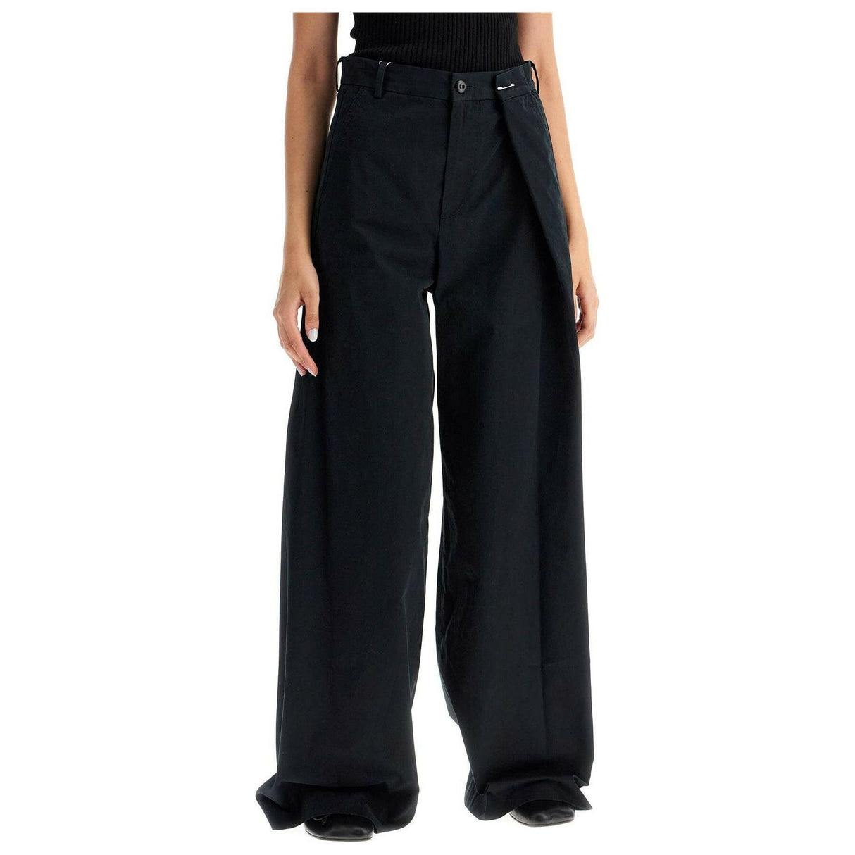 Wide-Leg Cotton Trousers.