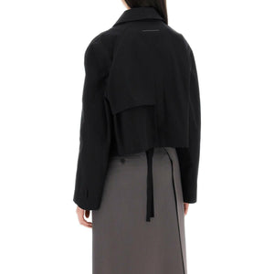 Cropped Cotton Gabardine Trench Jacket.