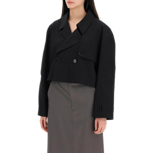 Cropped Cotton Gabardine Trench Jacket.