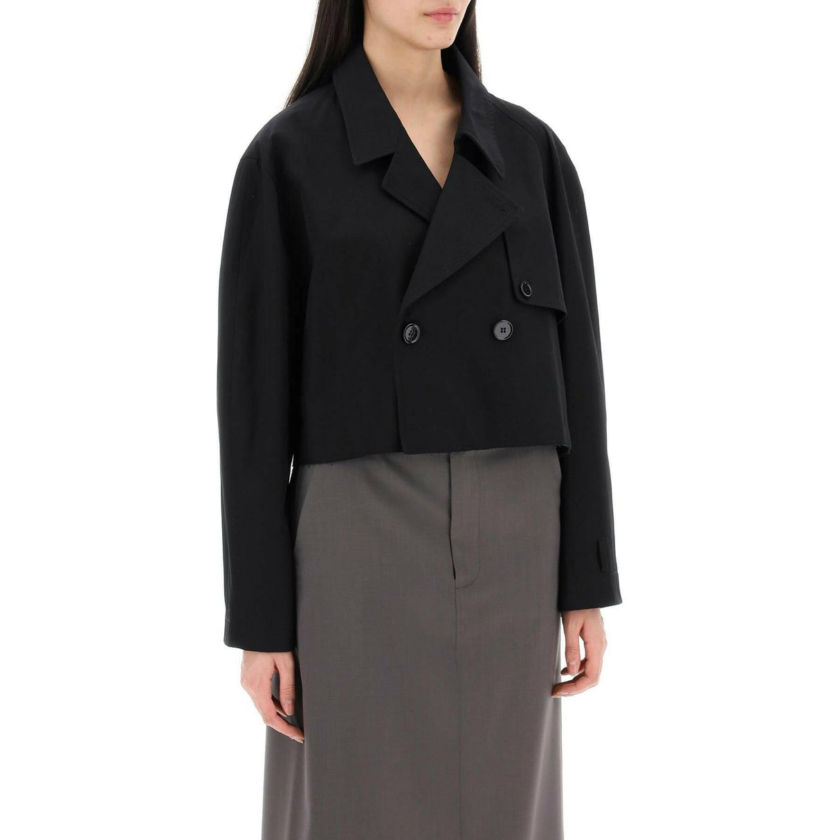 Cropped Cotton Gabardine Trench Jacket.