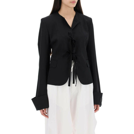 Single-Breasted Self-Tie Blazer.